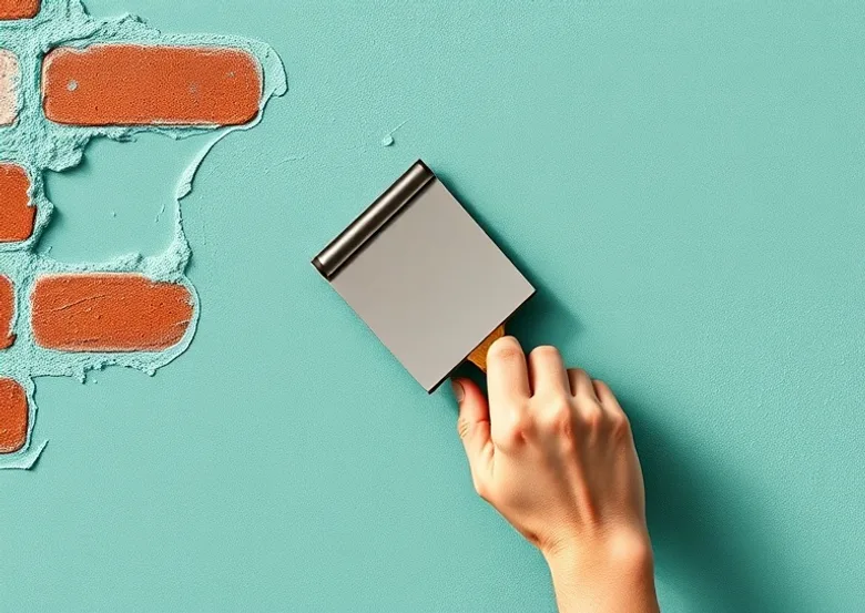 Application d'un enduit décoratif à la lisseuse sur un mur