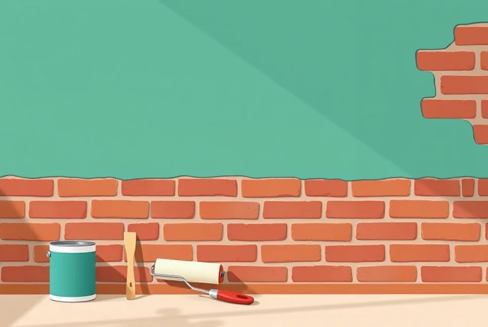 Outils de peinture disposés dans l'ordre des étapes du chantier