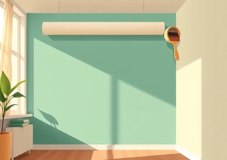Pose de papier peint, rouleau et brosse à maroufler